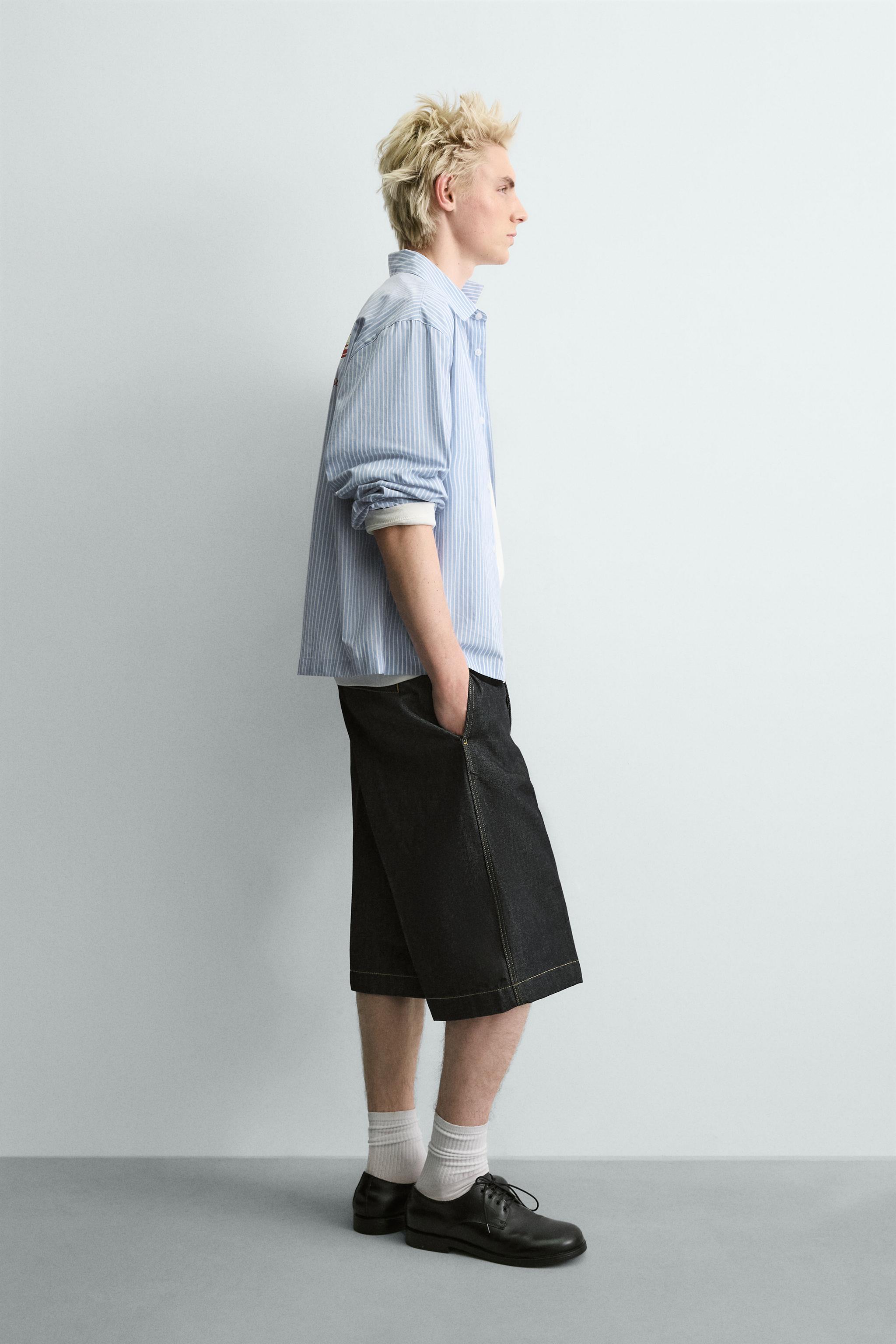 CHEMISE À RAYURES AVEC INSCRIPTION IMPRIMÉE